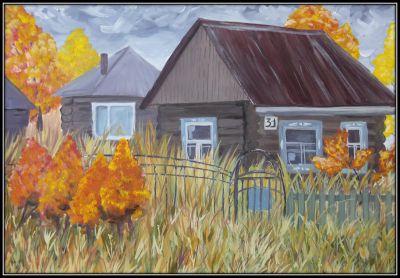 Калиничева Оксана, 16 лет, ДОМ БАБУШКИ, гуашь, 2019, 41х29. Преп. Цибульник Н.Н. с. Подгорное