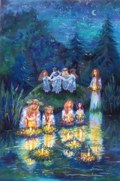 Кадри-заде Алина, 15 лет Праздник Ивана Купалы, гуашь