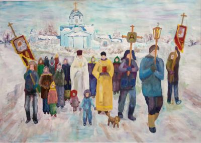 Григорьевская Феодора, 17 лет Кресный ход, гуашь
