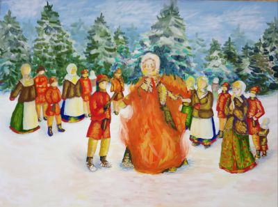 Васильева Виктория, 15 лет Масленица, гуашь
